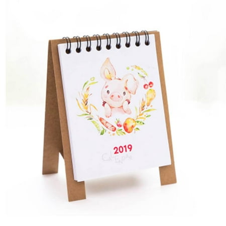 Funcee Mini 2019 Desk Calendar Cartoon Printed Flip Stand up Desktop Paper Calendar English (Best Flipping Rod 2019)