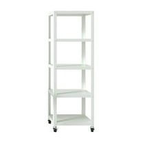 Office Dimensions 72" High Rolling 5 Shelf Bookcase, Industrial Metal, White