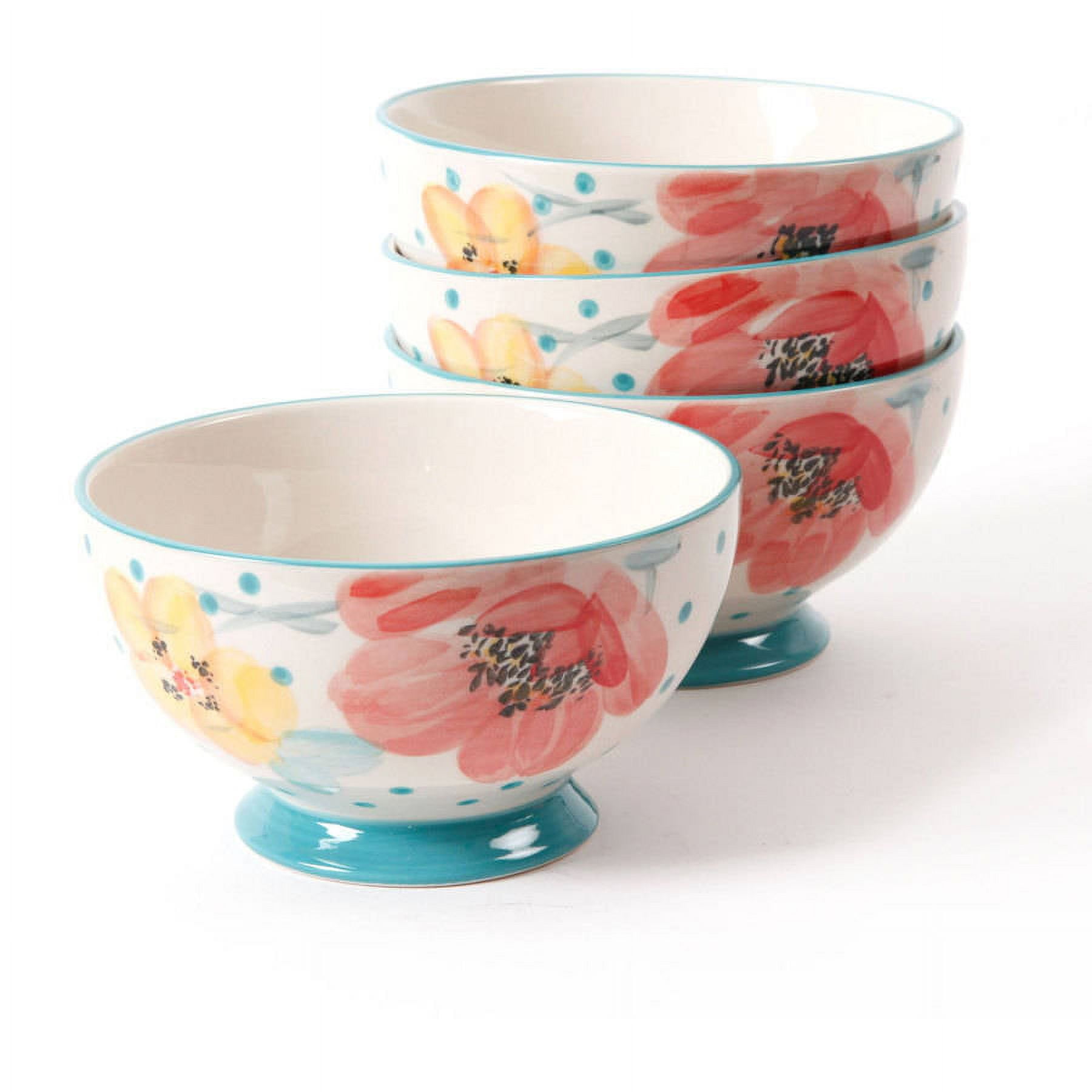 The Pioneer Woman Vintage Floral 4-Piece Footed Bowl Set