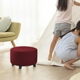thumbnail image 2 of SgJHXb Thickened Simple Solid Color Round Low Stool Ottoman Cover Elastic Full Cover Sofa Slip On Sofa Cover, 2 of 4