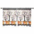 thumbnail image 7 of Sheer Curtains 54 inches Long, Fall Thanksgiving Tree Leaves Pumpkin Plaid Light Filtering Sheer Window Curtains Rod Pocket Voile Drapes for Bedroom Living Room, 52"W x 54"L 2 Panels, 7 of 7