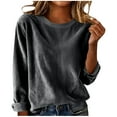 thumbnail image 5 of ClodeEU Womens Fall Long Sleeve Sweater ,Crew Neck Cozy Loose Fit Knit Pullover Sweaters Tops Gray,Womens Plus S, 5 of 7