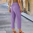 thumbnail image 4 of ABATAB Pull on Capris for Women Dressy Casual Stretch Lightweight Capris Drawstring Cotton Linen Lounge Crop Pants Summer, 4 of 7
