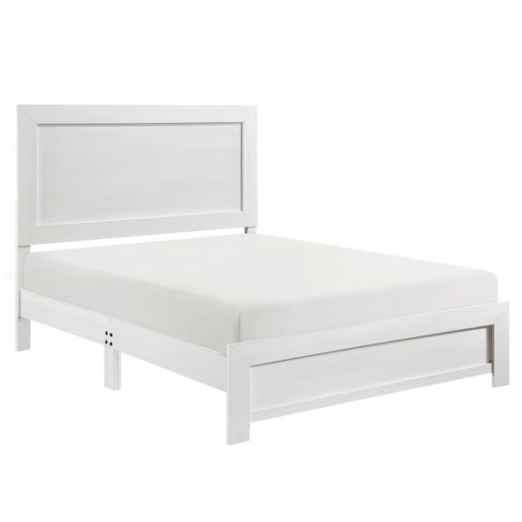 Eby Full Size Bed, Rustic Farmhouse Style, White Finish Wood Veneer