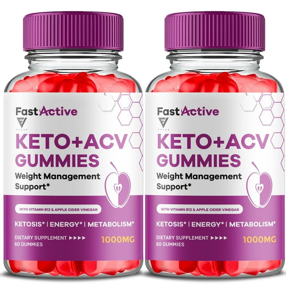 (2 Pack) Fast Active Keto ACV Gummies FastActive Supplement, Fast Activ Maxmium Strength Apple Cider Vinegar Formula (120 Gummies)