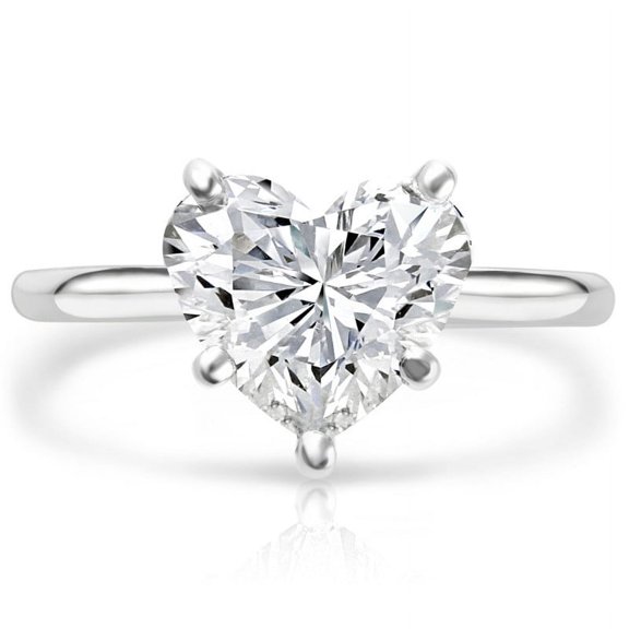 Lina Jewel 1.8 Ct Heart Shaped Diamond Rings - 14K White Gold Plated Gifting Ring - Enduring Love Diamond Ring for Women's - Wedding Engagement Jewelry - Designer Ring for Her