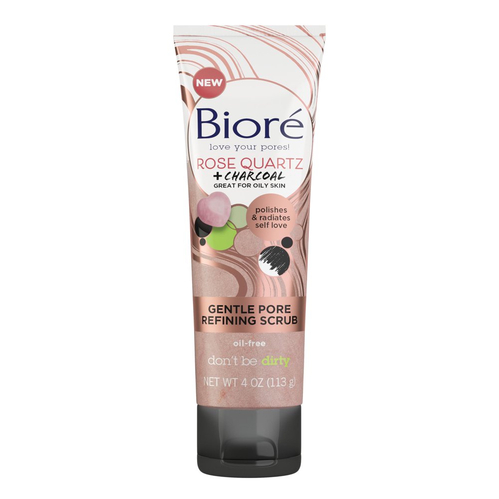 Bioré Rose Quartz + Charcoal OilFree Gentle Pore Refining Facial Scrub