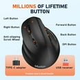 thumbnail image 3 of Meetion Left-Handed Vertical Ergonomic Mouse, Wireless Dual Mode, Rechargeable, Black, 3 of 9