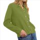 thumbnail image 2 of Suéter de Cuello de Solapa para Mujer, Chaqueta de Punto con Botones y Abertura Frontal, Cárdigan de Larga con Botones Verde S, 2 of 7