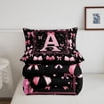 thumbnail image 5 of Manfei Black Pink Bownot Twin Comforter Sets,Girls Personalized Letter A Bedding Set,Black Reversible,2 Pieces,1 Comforter and 1 Pillowcase, 5 of 7