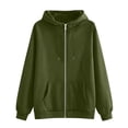 thumbnail image 5 of Zip Up Hoodie Women 2026 Y2K Casual Long Sleeve Oversized Hooded Sweatshirts Fall Winter Comfy Jackets with Pockets Green 2XL, 5 of 5