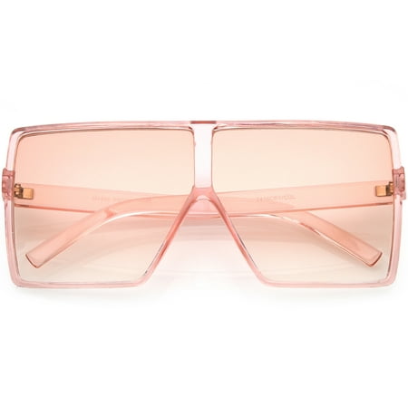 Super Oversize Translucent Square Sunglasses Flat Top Color Tinted Flat Lens 69mm