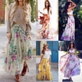 thumbnail image 3 of Summer Women Chiffon Floral Boho Dress Full Skirt Evening Party Long Maxi Dress, 3 of 5