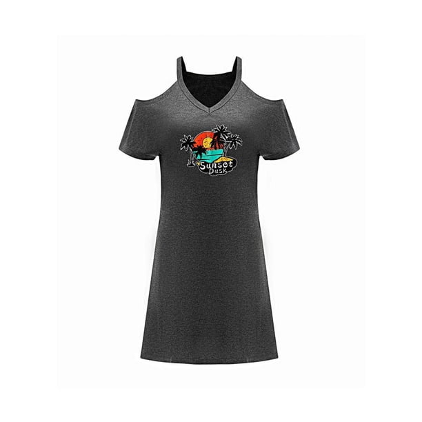 Vestido de mujer con hombros descubiertos, mini vestido adolescente para viajes, compras, desplazamientos S