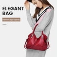 thumbnail image 5 of Women's handbags, large-capacity artificial leather handbags, top handle handbags - wine red, 5 of 5