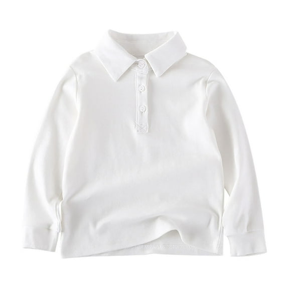 Babcutegg Shirts for Toddler Boys cotton Long Sleeve Crew Neck Clothes for Boys White 2 T
