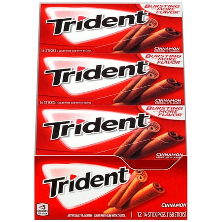 Cinnamon Dental Gum - Trident, Sugar Free Cinnamon Chewing Gum, 14 Pcs, 12 Ct