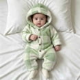 thumbnail image 4 of YHAJDS Girls Boys Winter Fleece Clothes Hooded Romper Snowsuit Footed Jumpsuit, 4 of 8