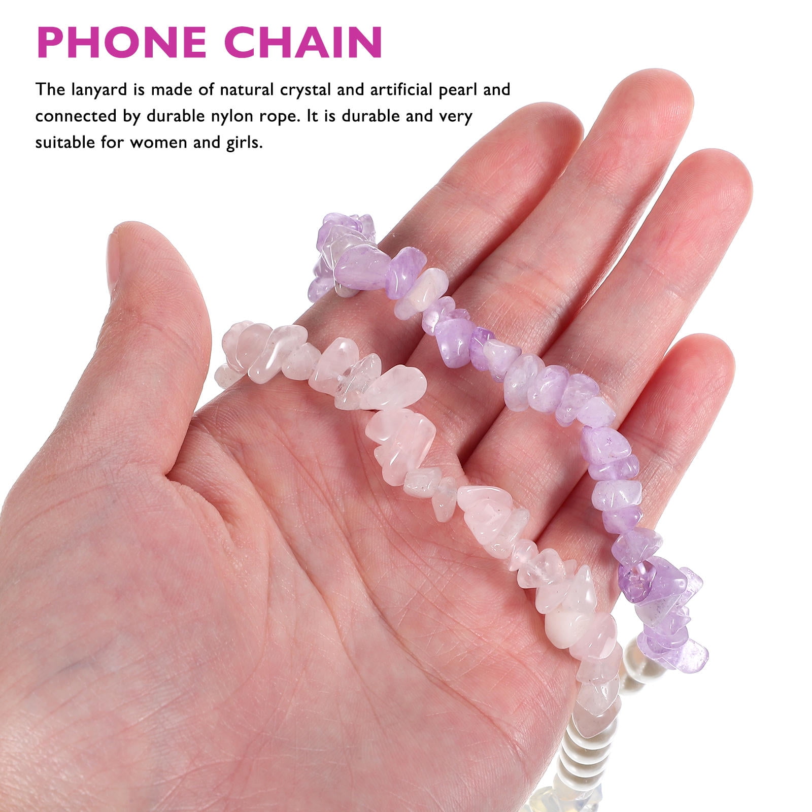 FRCOLOR 8 Pcs Charm Chains Crystal Stones Beads Lanyards Wrist Straps -Lost Strings Bracelets Accessories