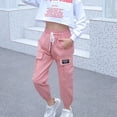 thumbnail image 5 of Girls Solid Pocket Cargo Pants with Drawstring Waistband Girl Activewear Pant,3-12Y, 5 of 7