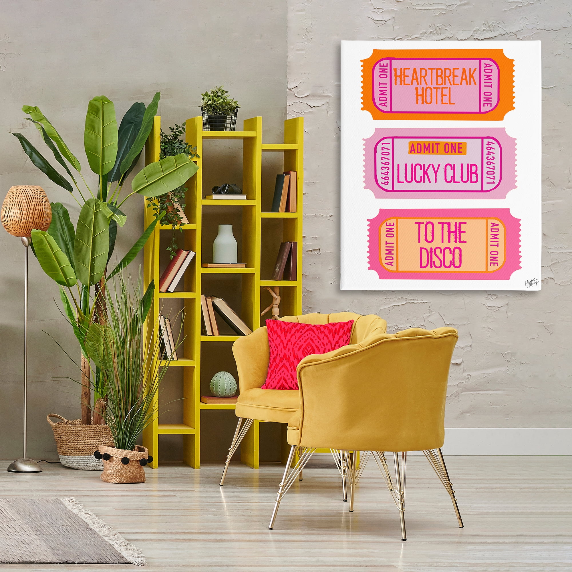 Stupell Industries Disco Phrases Tickets Text & Numbers Painting Wrapped Canvas Art Print Wall Art, 36 x 48