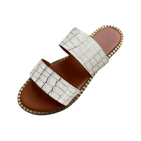 

Jsezml Womens Sandals Dressy Summer 2023 Casual Slides Two Straps Open Toe Comfort Outdoor Beach Slippers Shoes