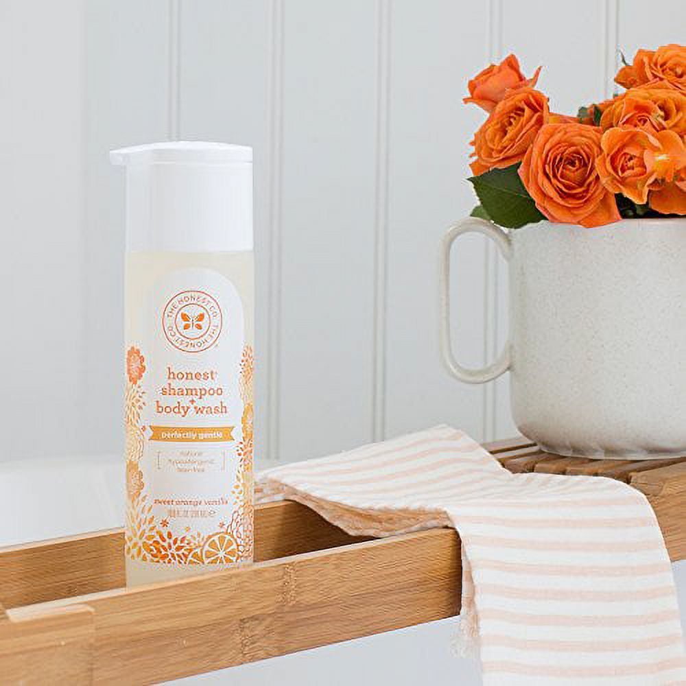 The Honest Company Perfectly Gentle Sweet Orange Vanilla Shampoo + Body Wash, Tear-Free Baby Shampoo with Naturally Derived Ingredients, Sulfate- & Paraben-Free Baby Bath, 10.0 Fl Ounces