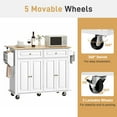 thumbnail image 5 of ANPOO 51.2" Movable Kitchen Island with Drop Leaf and Power Outlet, Rolling Kitchen Cart with Rubber wood Countertop, Island Table on Wheels for Kitchen w/2 Drawers, Spice Rack, Adjustable Shelves, 5 of 9