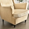 thumbnail image 5 of CJC Wingback Chair Slipcover Stretch Chair Cover 2 Pieces with Cushion Cover Soft Armchair Furniture Protector for Living Room Bedroom, 5 of 18