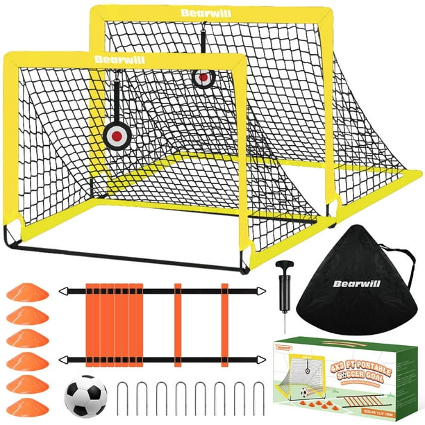 Portería de Fútbol para Niños Bearwill 4x3 pies con Balón, Escalera y Conos