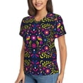 thumbnail image 2 of Honeii Colorful Mexican Print Women's Classic V-Neck T-Shirt,Womens Fashion Tops,Stylish Everyday Top for Women, Casual Summer Spring Outfits Clothes-XX-Large, 2 of 5
