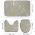 thumbnail image 3 of 4Pcs Trendy Gold Marble Pattern on Gray Shower Curtain Sets, Bathroom Set Decor with Non-Slip Bath Mat, Toilet Lid Rug and Contour Mat, 72 x 72inch, 3 of 8