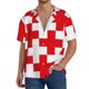 thumbnail image 1 of Balery Red Cross 1 Camisa Casual de Manga Corta con Botones para Hombre, Texturizada, Estilo Cubano, para Playa, Verano-Large, 1 of 5