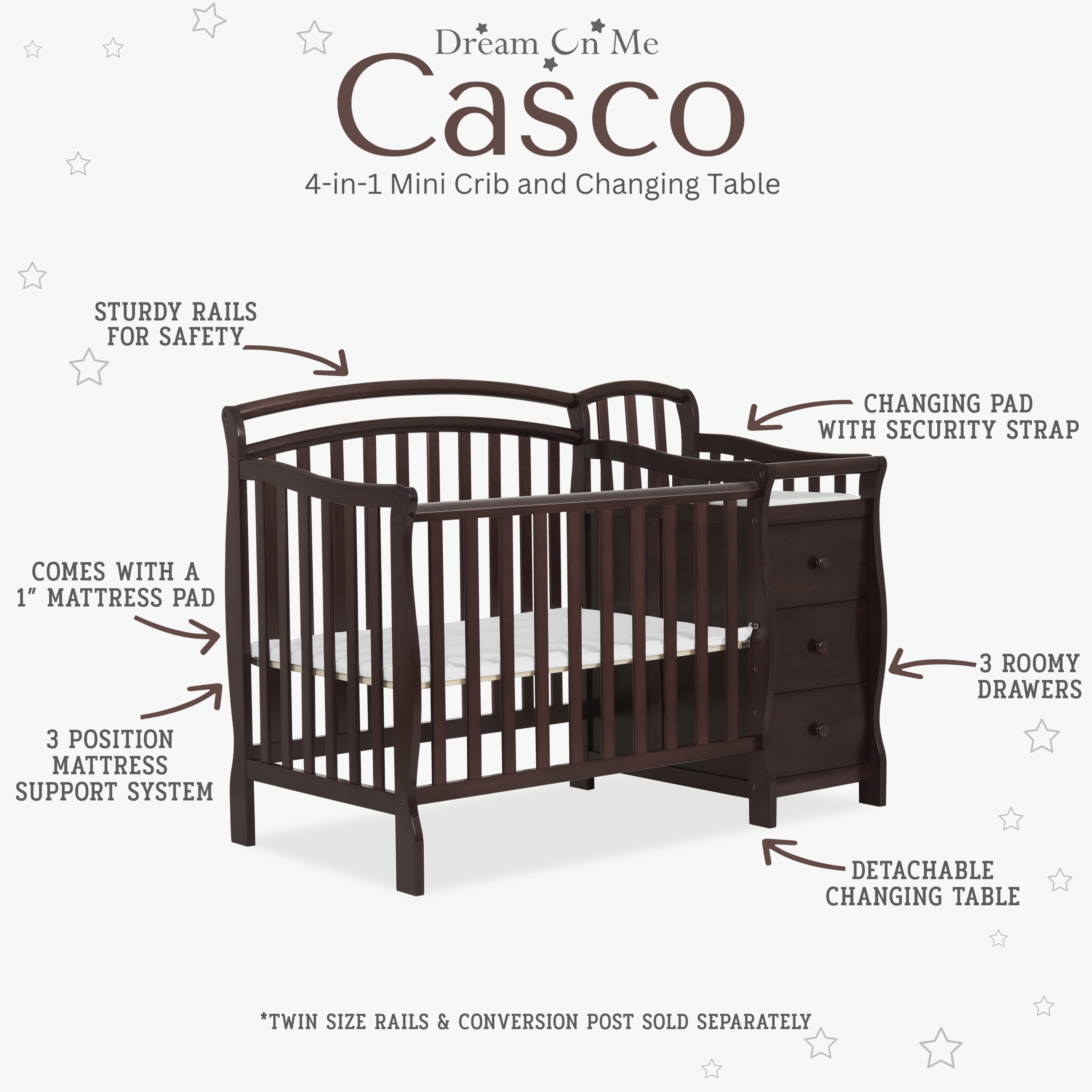 Dream on me mini crib with changing table 2025