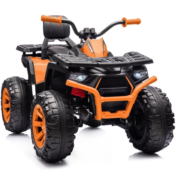 Hikiddo 24V 4WD Kids ATV 4 Wheeler, 2-Seater Powered Ride on ATV Toy for Big Kids w/ Bluetooth, 4x200W Motor - Orange