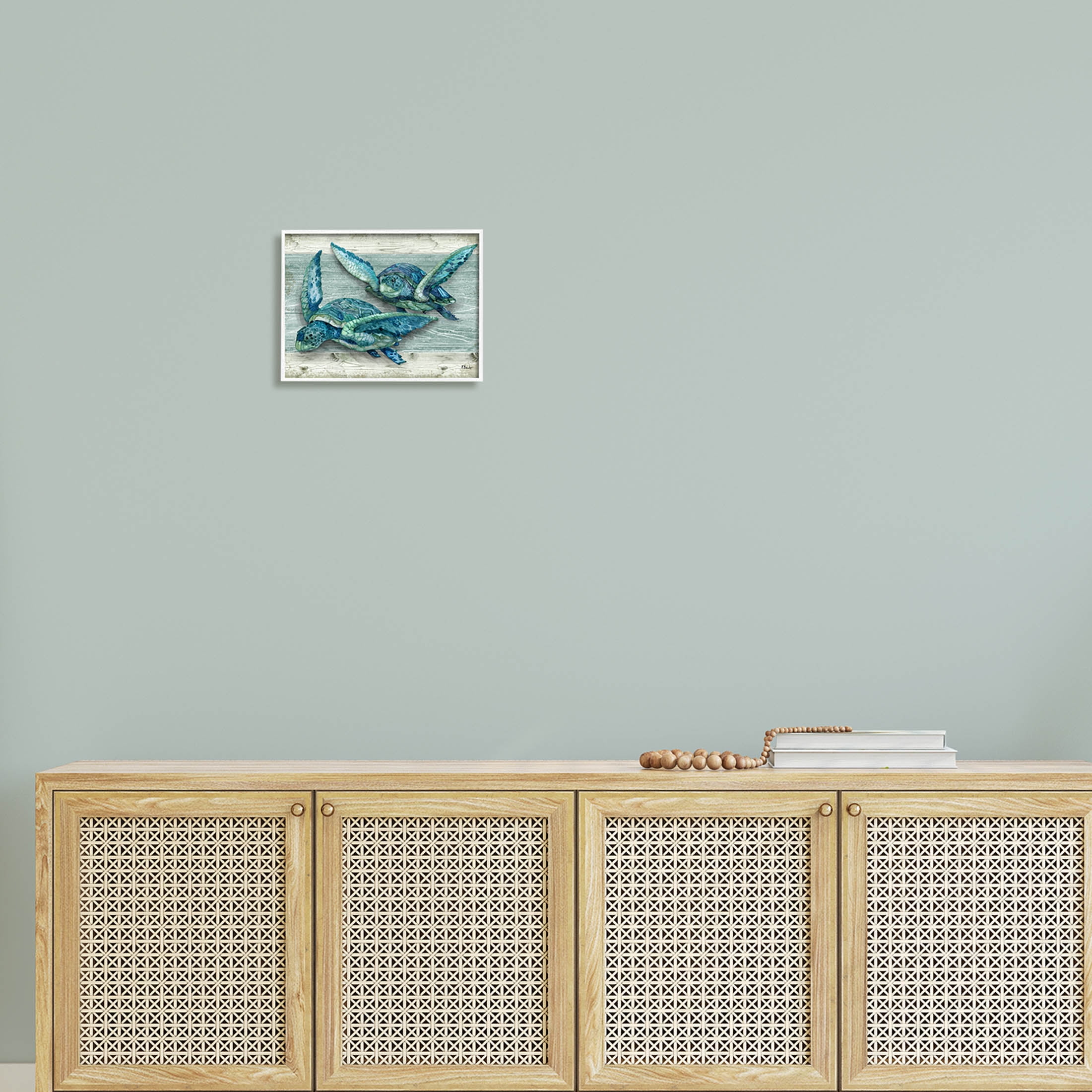 Stupell Industries Northpoint Sea Turtles Sealife Graphic Art White Framed Art Print Wall Art, Design by Paul Brent