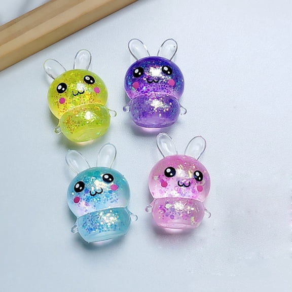 Cute Glitter Maltose Bunny Squishing Toy - Random Color Soft Squeeze Fidget Toy for Stress Relief & Kids' Party Favors