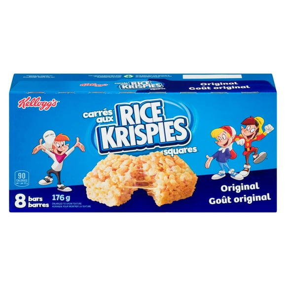 Barres Kellogg's Carrés aux Rice Krispies Goût original, 176 g (8 barres de céréales) 176 g, 8 barres