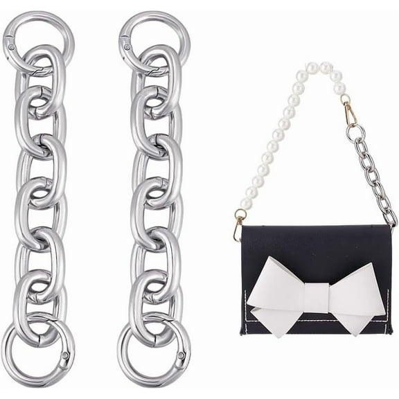 2Pcs Purse Extender Chain 5.91 Inch Purse Chain Strap Handbag Replacement Chain Women Purse Chains Platinum Handbag Chains with Spring Gate Ring for Wallets Handbags Accessories Decoration for DIY