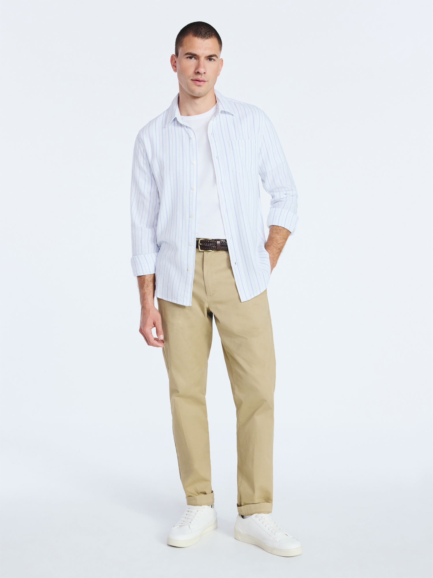 Free Assembly Men's Button Front Flannel Shirt with Long Sleeves, Sizes S-3XL