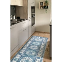My Magic Carpet 2.5'x7' Machine Washable Non-Slip Kitchen Hallway Runner Rug - Shary Blue