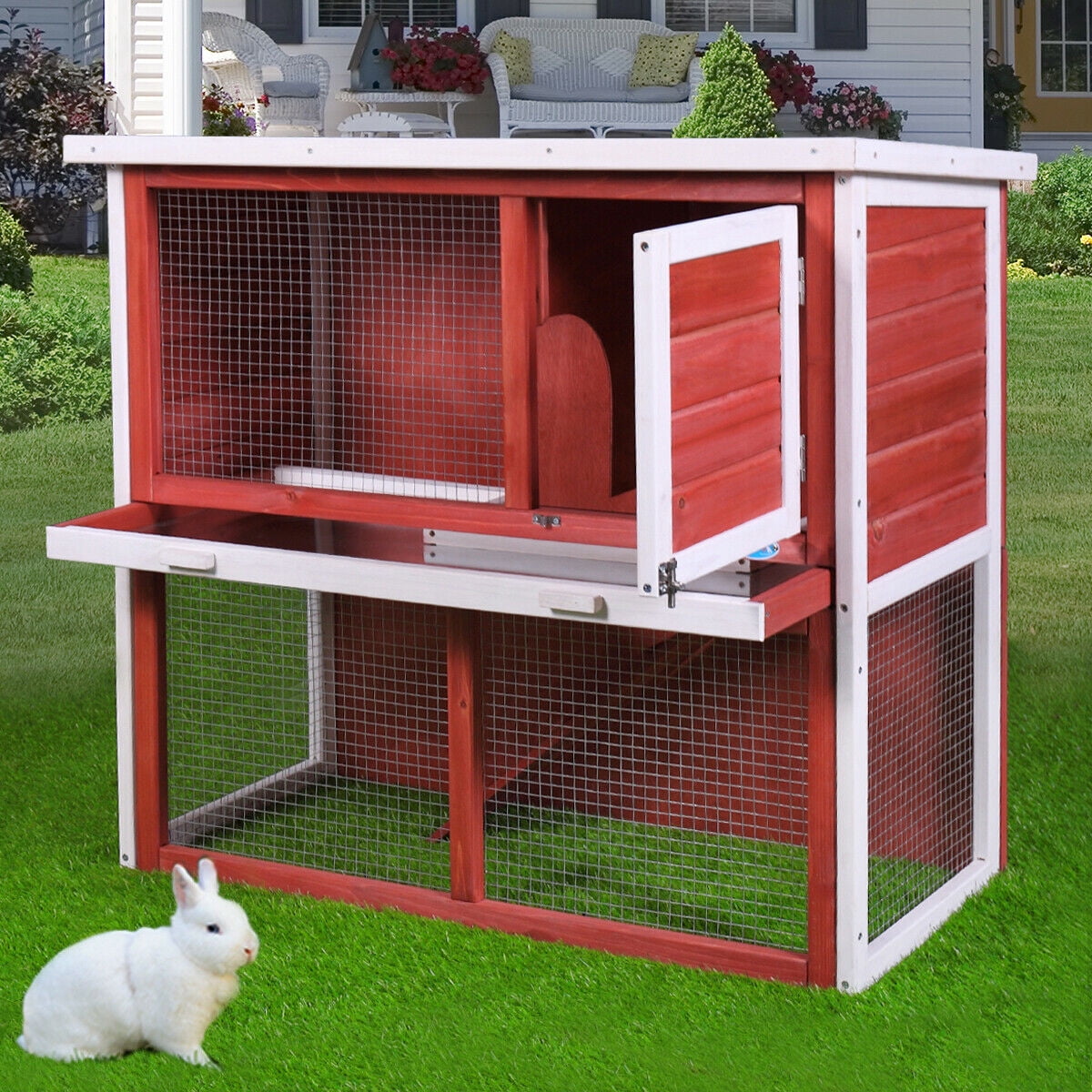 Lowestbest Indoor Outdoor Rabbit Hutch, Waterproof Backyard Garden Bunny Poultry Cage Hen House for Pet Animal, 36" Wooden Large Chicken Coop Lowestbest Indoor Outdoor Rabbit Hutch, Waterproof Backyard Garden Bunny Poultry Cage Hen House for Pet Animal, 36" Wooden Large Chicken Coop
