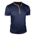 thumbnail image 4 of Dresfit Henley Shirts Men Button Down Short Sleeve Business Tops Solid Big and Tall Cotton Tennis T Shirts Basic Relaxed Fit Tees Royal Blue L, 4 of 5