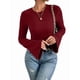 thumbnail image 2 of Tops Cortos de Acampanada para Mujer, Elegantes, Informales, con Cuello Redondo y Ribete de Lechuga, Acanalados y Ajustados Vino Tinto XL, 2 of 10