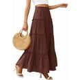 thumbnail image 4 of PRETTYGARDEN Women's Tiered Maxi Skirt Summer Spring Fashion High Waisted Long Flowy Casual Boho Beach Vacation Clothes, 4 of 10