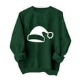 thumbnail image 5 of Guzom Womens Green Santa Hat Print Sweatshirt - Long Sleeve Crew Neck, Christmas Festive, Loose Fit for Holiday & Daily Wear,Size XL, 5 of 5