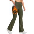 thumbnail image 2 of Women'S Fleece Lined Pants High Waist Winter Thermal Warm Flare Leggings Hiking Yoga Pants With Pockets Wide Leg Pant, 2 of 9