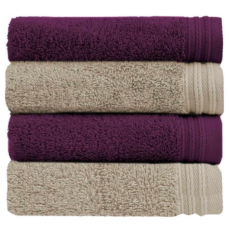 Premium 100 Cotton Towel Set of 4 Hand Towels 18 x 30 4 Ultra Soft and Highly Absorbent Hand Towels for Bathroom Gym Hotel Spa Machine Washable Color Plum Sand Walmart