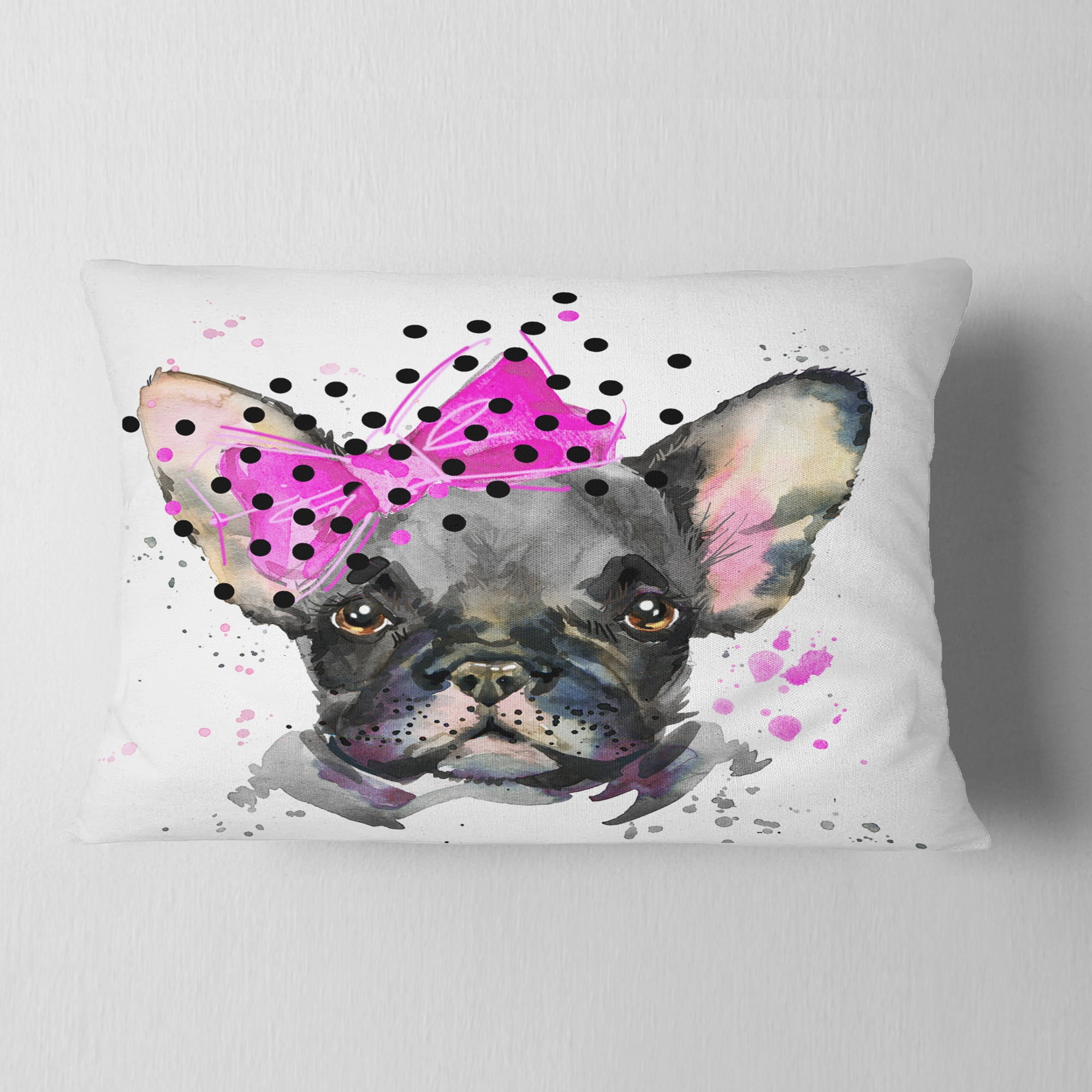 Designart Serious French Bulldog Watercolor - Animal Throw Pillow - 12x20