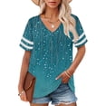 thumbnail image 2 of Delayuji Plus Size V Neck T Shirts Women Short Sleeve Tops Casual Summer Tshirts Loose Fit Tee Blue Xl Polyester,Spandex Short Sleeve Shirts for Women, 2 of 4